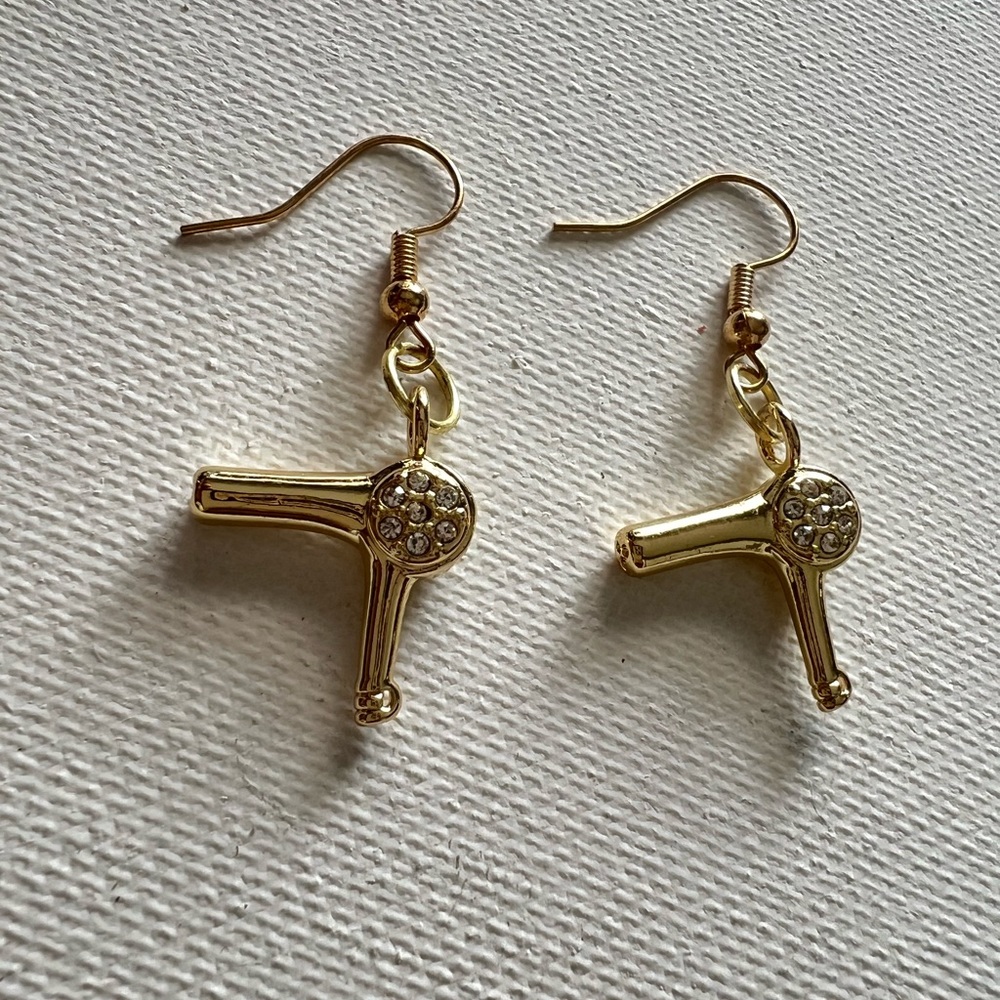 Blow Dryer Earrings With Crystals